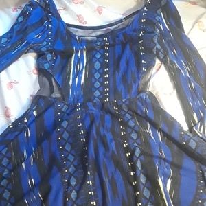 Blue-Black Pattern Dress